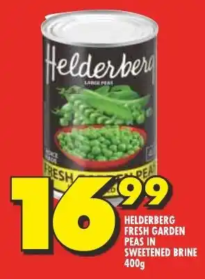 Shoprite HELDERBERG FRESH GARDEN PEAS IN SWEETENED BRINE 400g offer