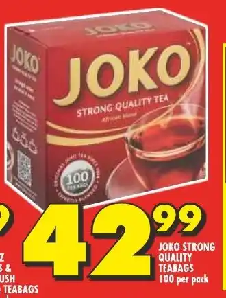 Shoprite JOKO STRONG QUALITY TEABAGS 100 per pack offer