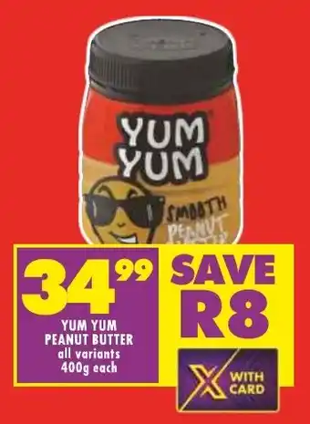 Shoprite YUM YUM PEANUT BUTTER 400g each offer