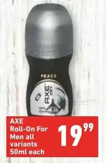Shoprite AXE Roll-On For Men all variants 50ml each offer