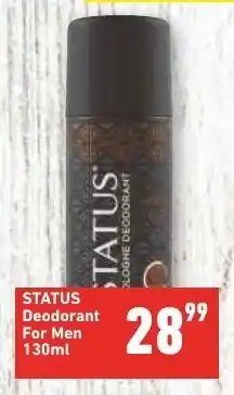 Shoprite STATUS Deodorant For Men 130ml offer