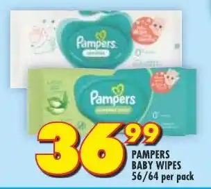 Shoprite PAMPERS BABY WIPES 56/64 per pack offer
