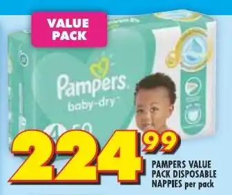 Shoprite PAMPERS VALUE PACK DISPOSABLE NAPPIES per pack offer