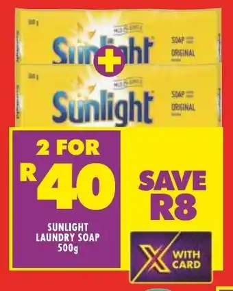 Shoprite SUNLIGHT LAUNDRY SOAP 500g offer