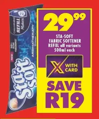 Shoprite STA-SOFT FABRIC SOFTENER REFIIL all variants 500ml each offer