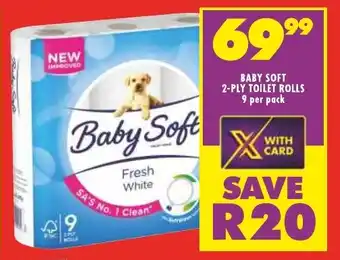 Shoprite BABY SOFT 2-PLY TOILET ROLLS 9 per pack offer