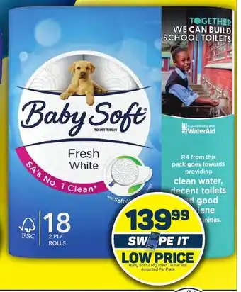 Pick n Pay Baby Soft 2 Ply Toilet Tissue 18s Assorted Per Pack offer