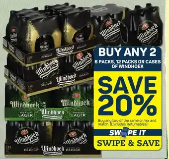 Pick n Pay BUY ANY 2 6 PACKS, 12 PACKS OR CASES OF WINDHOEK offer