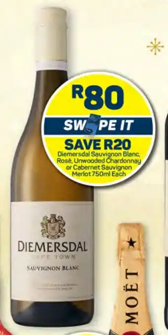 Pick n Pay Diemersdal Sauvignon Blanc, Rosé, Unwooded Chardonnay or Cabernet Sauvignon Merlot 750ml Each offer
