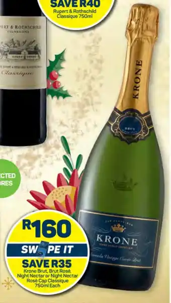 Krone Brut, Brut Rosé, Night Nectar or Night Nectar Rosé Cap Classique 750ml Each