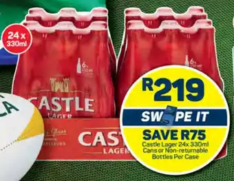 Pick n Pay Castle Lager 24x 330ml Cans or Non-returnable Bottles Per Case offer