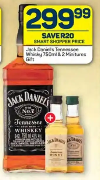 Pick n Pay Jack Daniel's Tennessee Whisky 750ml & 2 Minitures Gift offer