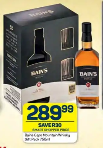 Pick n Pay Bains Cape Mountain Whisky Gift Pack 750ml offer