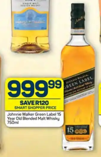 Pick n Pay Johnnie Walker Green Label 15 Year Old Blended Malt Whisky 750ml offer