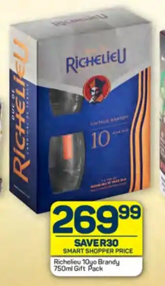 Pick n Pay Richelieu 10yo Brandy 750ml Gift Pack offer