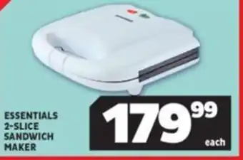 Usave ESSENTIALS 2-SLICE SANDWICH MAKER offer