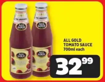 Usave ALL GOLD TOMATO SAUCE 700ml each offer