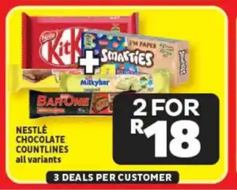 Usave NESTLÉ CHOCOLATE COUNTLINES all variants offer