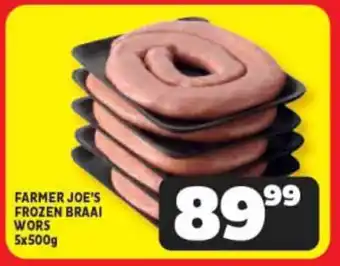 Usave FARMER JOE'S FROZEN BRAAI WORS 5x500g offer