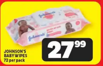 Usave JOHNSON'S BABY WIPES 72 per pack offer