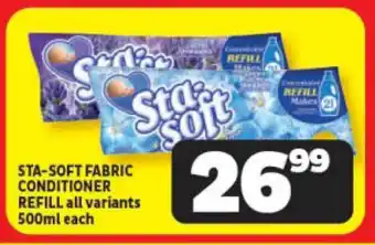 Usave STA-SOFT FABRIC CONDITIONER REFILL all variants 500ml each offer