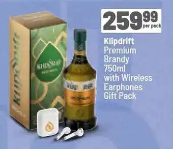 Spar Klipdrift Premium Brandy 750ml with Wireless Earphones Gift Pack offer