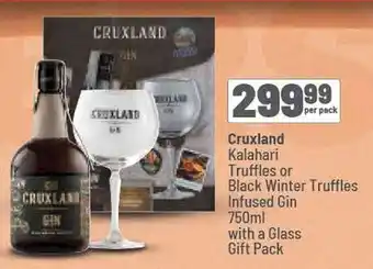 Spar Cruxland Kalahari Truffles or Black Winter Truffles Infused Gin 750ml with a Glass Gift Pack offer