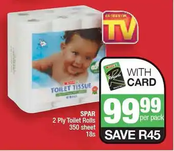 Spar SPAR 2 Ply Toilet Rolls 350 sheet 18s offer
