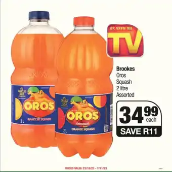 Spar Brookes Oros Squash 2 litre Assorted offer