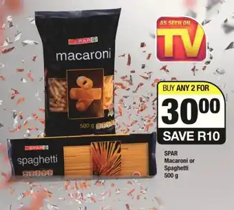 Spar SPAR Macaroni or Spaghetti 500g offer