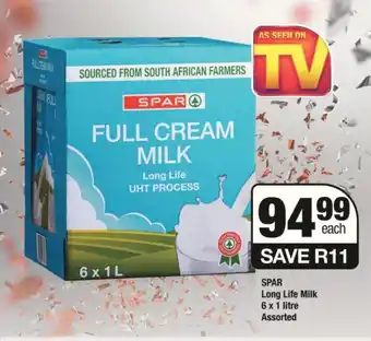 Spar SPAR Long Life Milk 6 x 1 litre Assorted offer