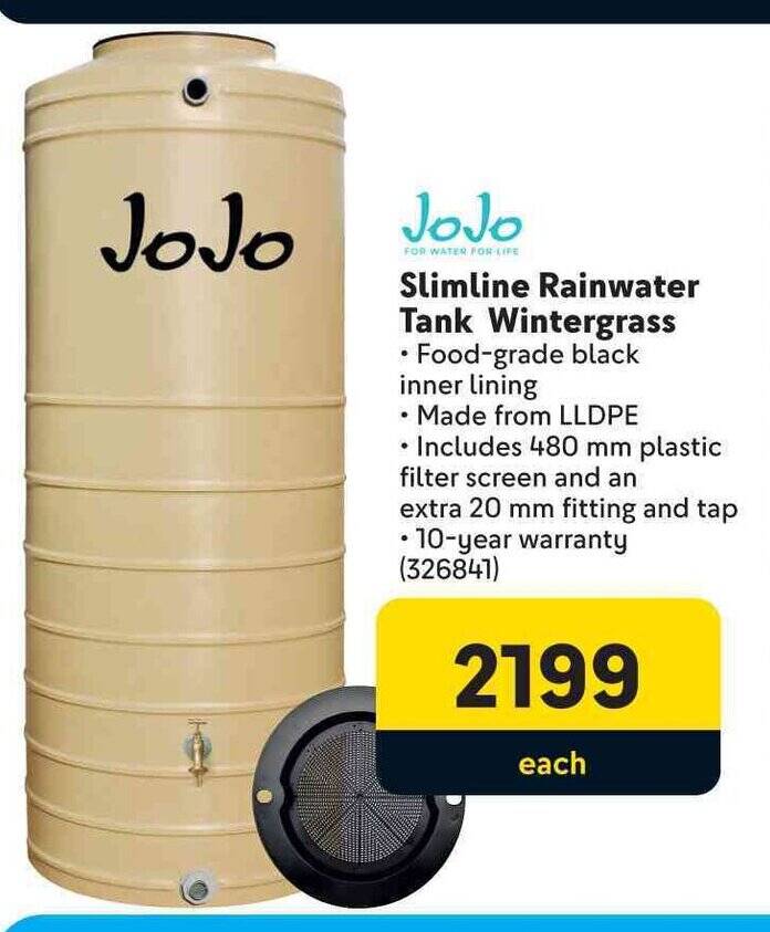 JOJO Slimline Rainwater Tank Wintergrass offer at Makro
