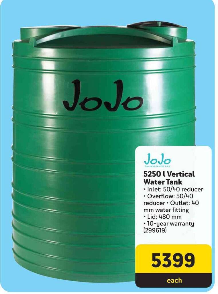 JOJO 5250L Vertical Water Tank offer at Makro