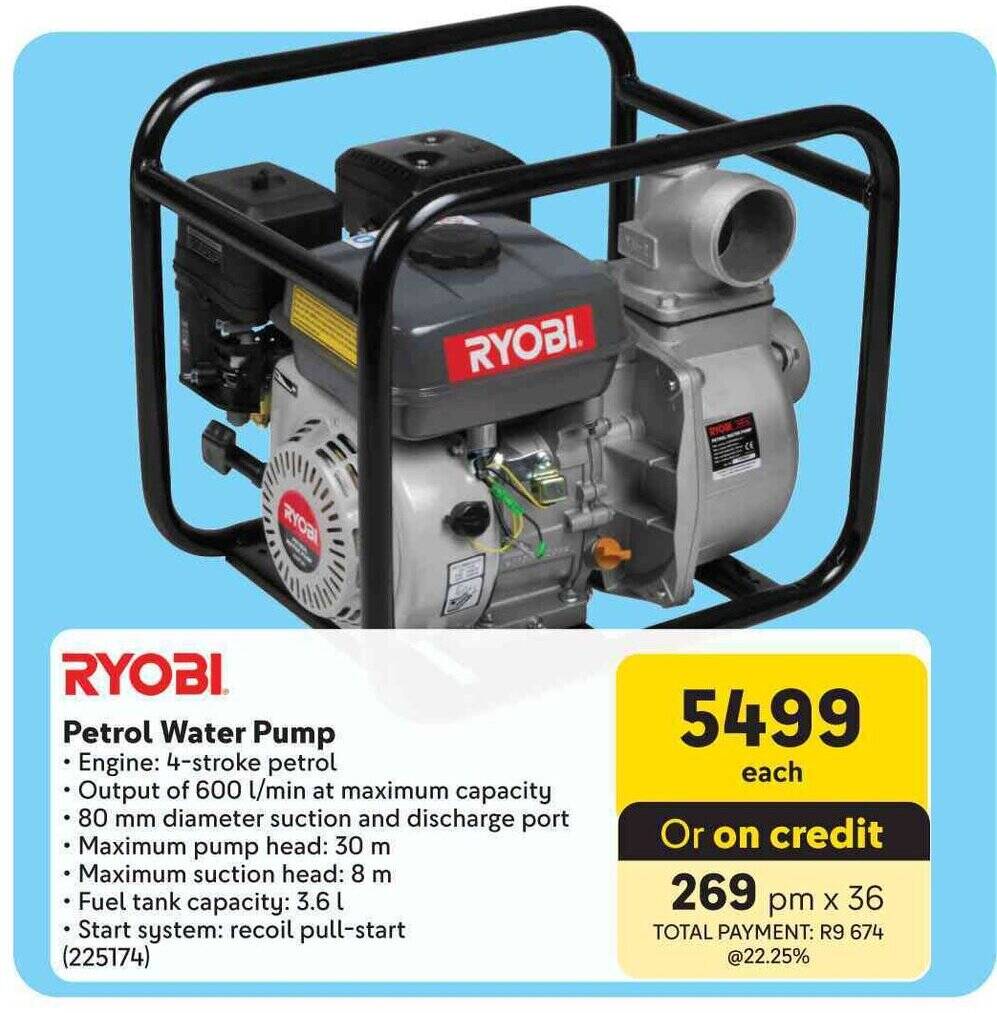 RYOBI Petrol Water Pump offer at Makro