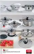Makro Tissolli 21-piece stainless steel cookware set 258880-per set offer