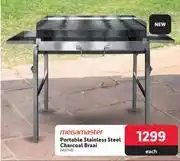 Megamaster portable stainless steel charcoal braai 462148-each
