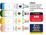 Makro Ciroc premium imported snapfrost, apple, pineapple or mango vodka-750ml offer