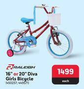 Raleigh 16 or 20 diva girls bicycle each offer at Makro