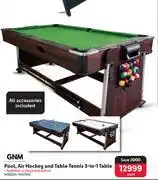 Gnm pool, air hockey & table tennis 3 in 1 table-each