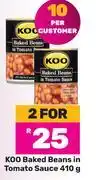 Game Koo baked beans in tomato sauce-for 2 x 410g offer