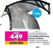 Game Awning warehouse 1.2m multiwall awning (bronze or silver)-each offer