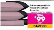 Game 3 piece queen plain fitted sheet pack assorted-each offer