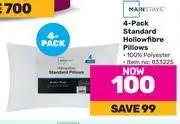 Game Mainstays 4-pack standard hollowfibre pillows offer
