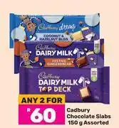 Game Cadbury chocolate slabs assorted-for any 2 x 150g offer