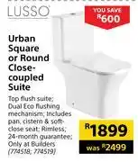 Builders Warehouse Lusso urban square or round close-coupled suite offer