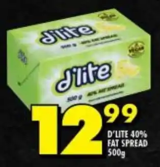 Shoprite D'LITE 40% FAT SPREAD 500g offer