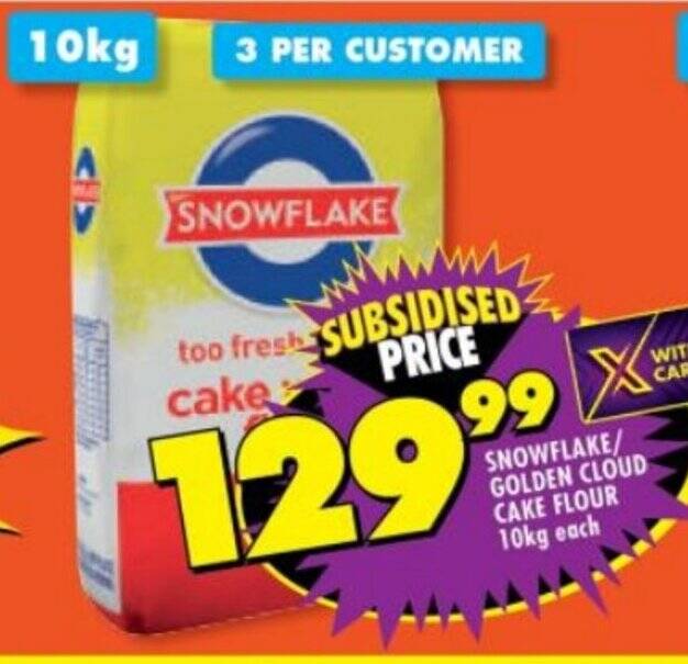 SNOWFLAKE/ GOLDEN CLOUD CAKE FLOUR 10kg each offer at Shoprite