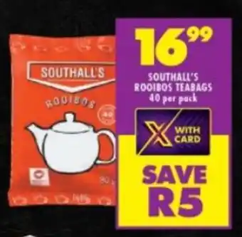 Shoprite SOUTHALL'S ROOIBOS TEABAGS 40 per pack offer