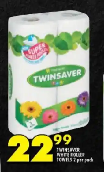 Shoprite TWINSAVER WHITE ROLLER TOWELS 2 per pack offer