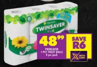 Shoprite TWINSAVER 1-PLY TOILET ROLLS 8 per pack offer